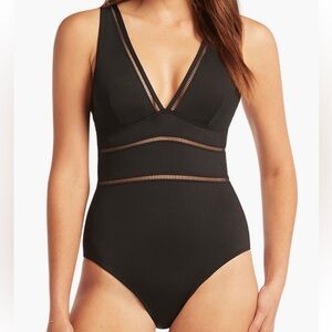 Sea Level Spliced Plunge One-Piece
